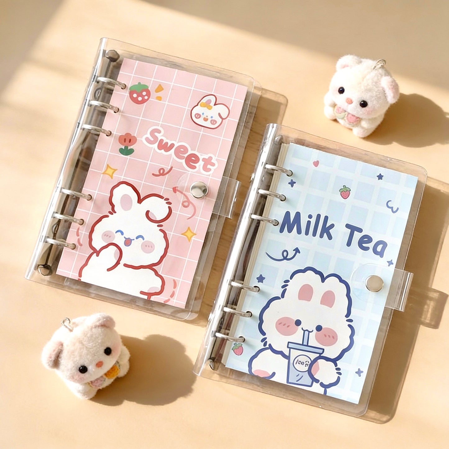 Refillable Binder Notebook | Transparent PVC Cover | Cuddle Bunny Journal