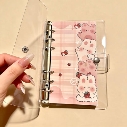 Refillable Binder Notebook | Transparent PVC Cover | Cuddle Bunny Journal