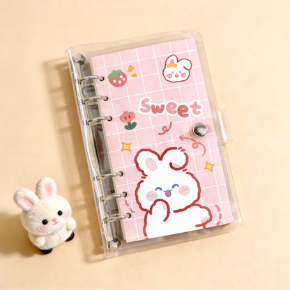 Refillable Binder Notebook | Transparent PVC Cover | Cuddle Bunny Journal