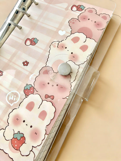 Refillable Binder Notebook | Transparent PVC Cover | Cuddle Bunny Journal