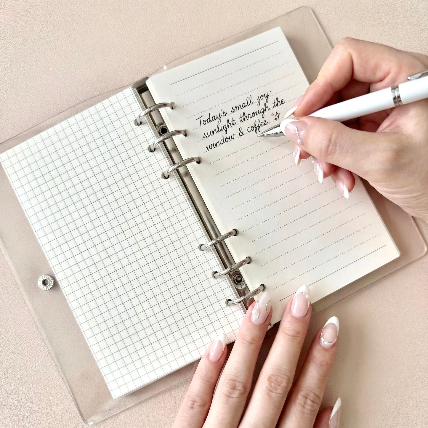 Refillable Binder Notebook | Transparent PVC Cover | Cuddle Bunny Journal