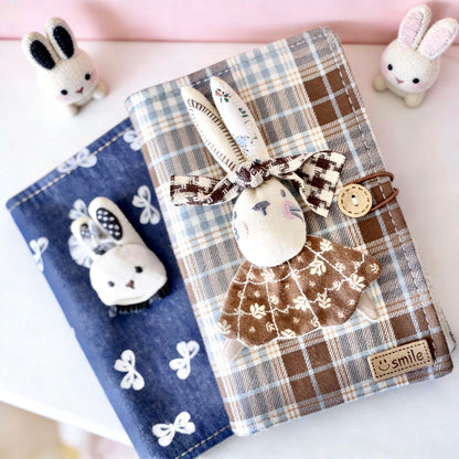 A6 Refillable Notebook | Fabric Cover | Cute Bunny Binder Journal Book