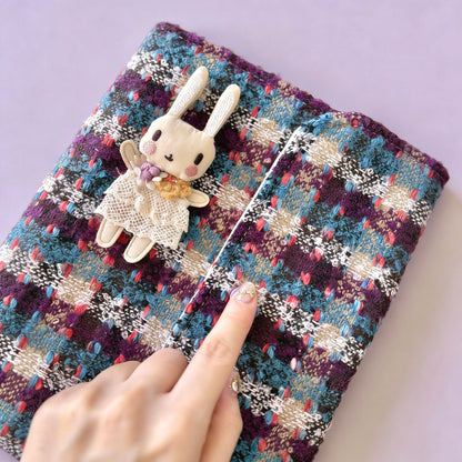 A5 Refillable Notebook | Fabric Cover | Korean-Style Chic Tweed Journal Book