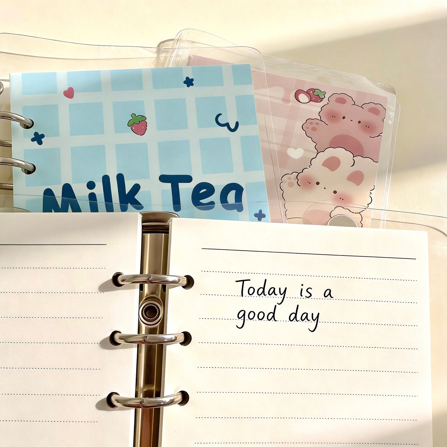 Refillable Binder Notebook | Transparent PVC Cover | Cuddle Bunny Journal
