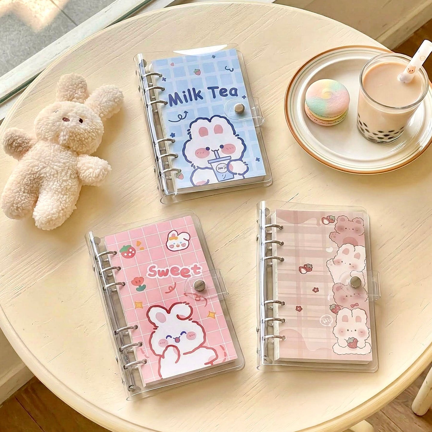 Refillable Binder Notebook | Transparent PVC Cover | Cuddle Bunny Journal