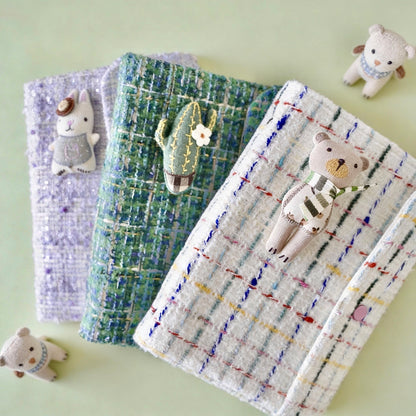 A5 Refillable Notebook | Fabric Cover | Korean-Style Chic Tweed Journal Book
