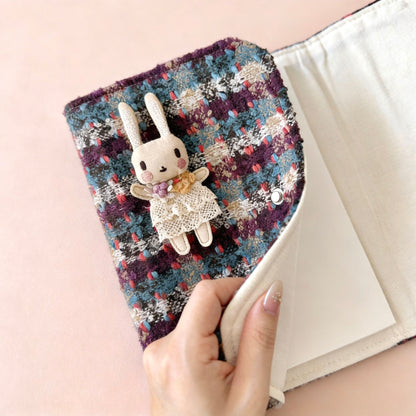 A5 Refillable Notebook | Fabric Cover | Korean-Style Chic Tweed Journal Book