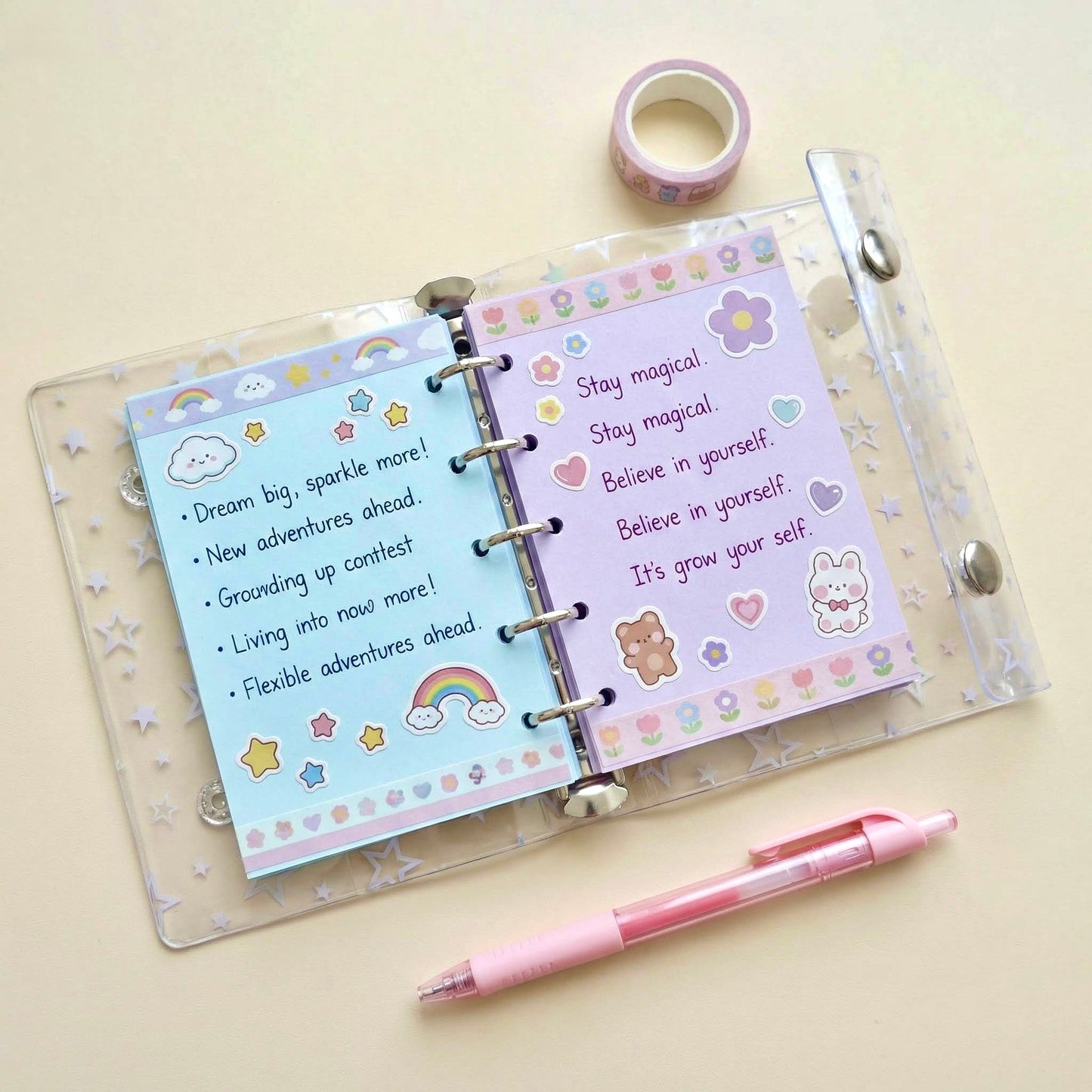 Pocket-Sized (M5) 5-Hole Refill Sheets | Thickened Paper | Essential Color Planner Inserts