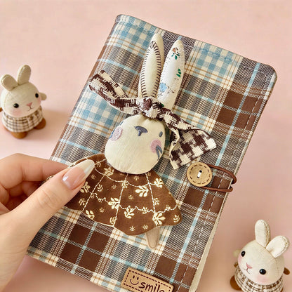 A6 Refillable Notebook | Fabric Cover | Cute Bunny Binder Journal Book