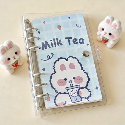 Refillable Binder Notebook | Transparent PVC Cover | Cuddle Bunny Journal
