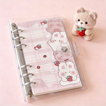 Refillable Binder Notebook | Transparent PVC Cover | Cuddle Bunny Journal