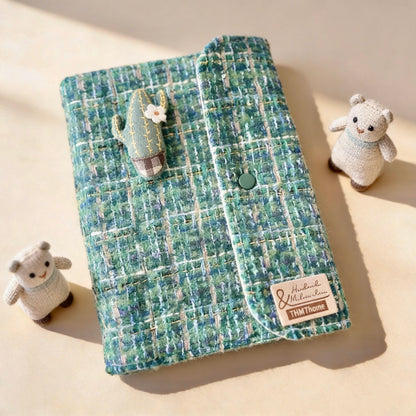 A5 Refillable Notebook | Fabric Cover | Korean-Style Chic Tweed Journal Book