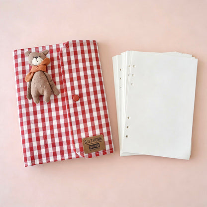 A5 Refillable Notebook | Fabric Cover | Korean-Style Cute Plush Journal Book