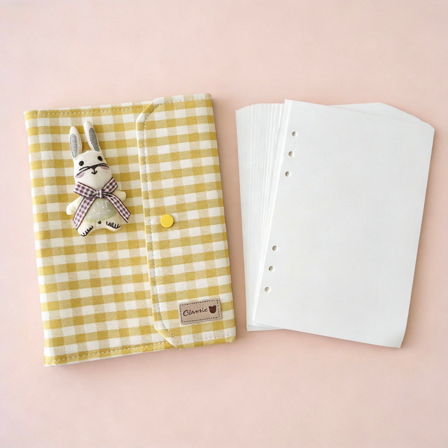 A5 Refillable Notebook | Fabric Cover | Korean-Style Cute Plush Journal Book