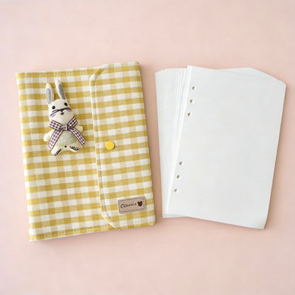 A5 Refillable Notebook | Fabric Cover | Korean-Style Cute Plush Journal Book