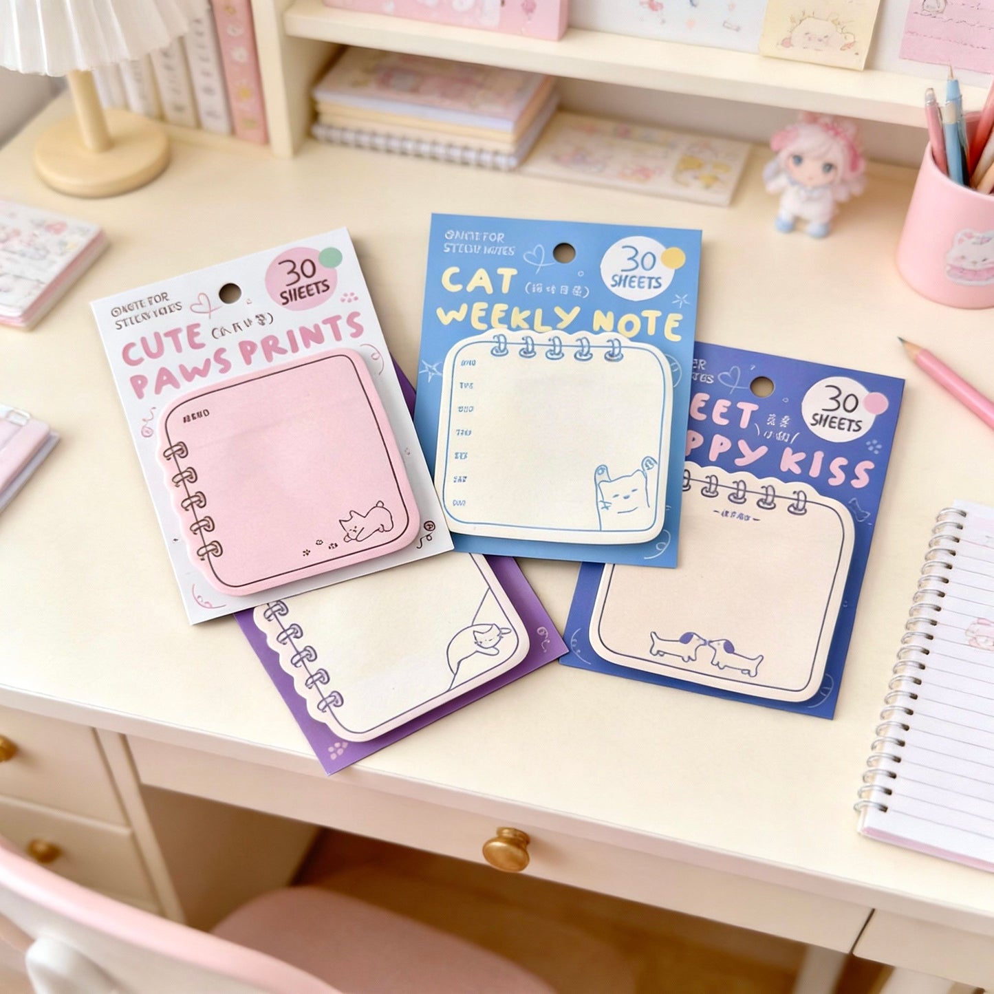 Spiral Pet Doodle Sticky Notes