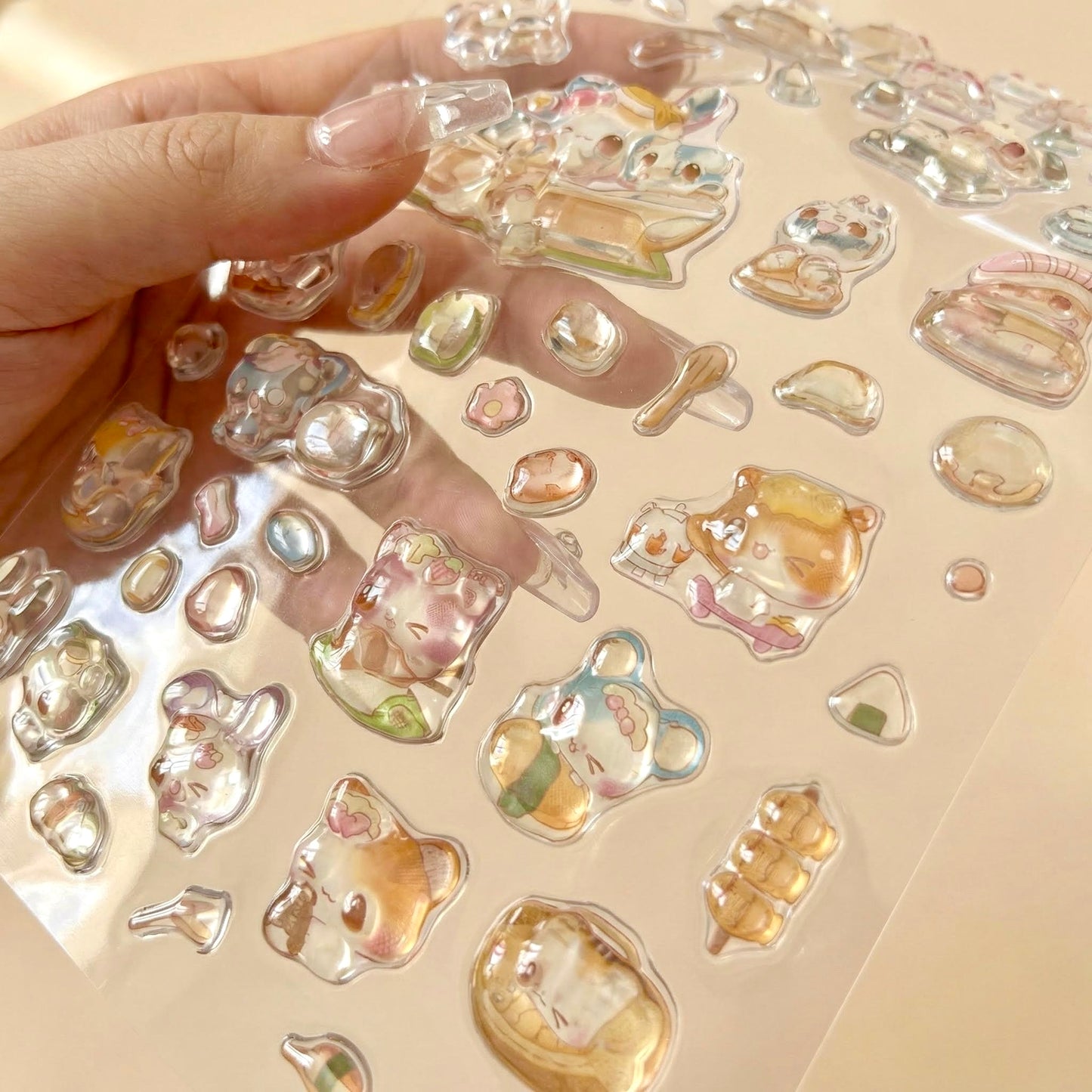 3D Puffy Stickers | Japanese-Style Crystal Glow Animal Moments
