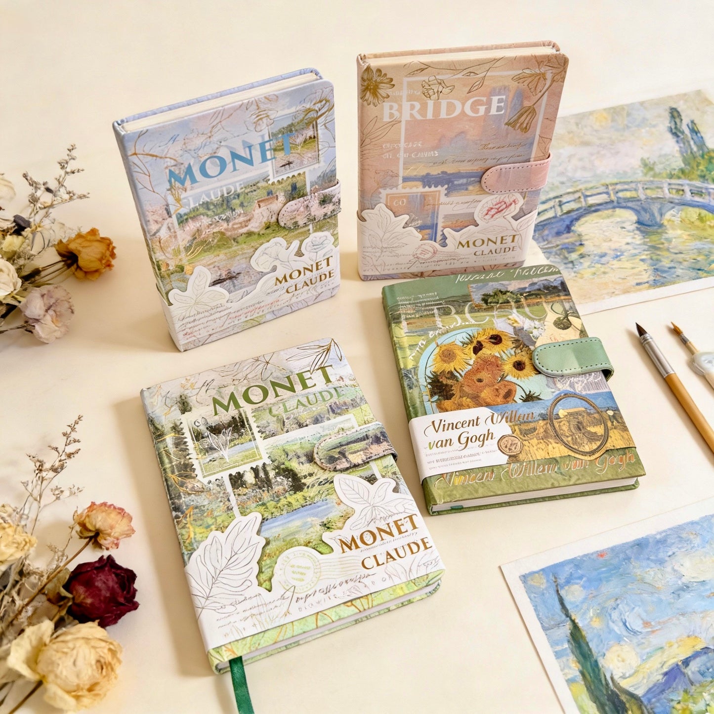 Hardcover | Colorful Sheets Notebook | Van Gogh and Monet Masterpiece Series