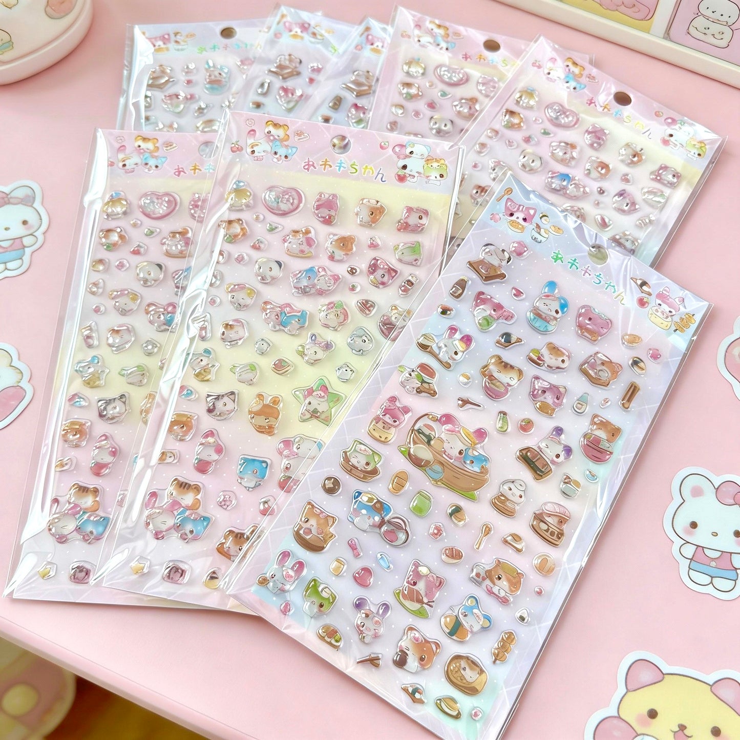 3D Puffy Stickers | Japanese-Style Crystal Glow Animal Moments