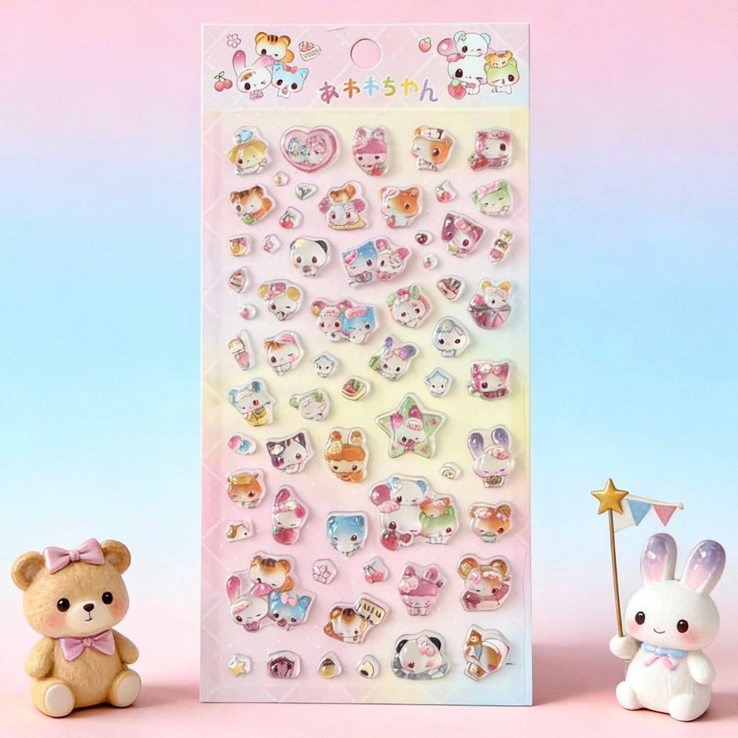 3D Puffy Stickers | Japanese-Style Crystal Glow Animal Moments