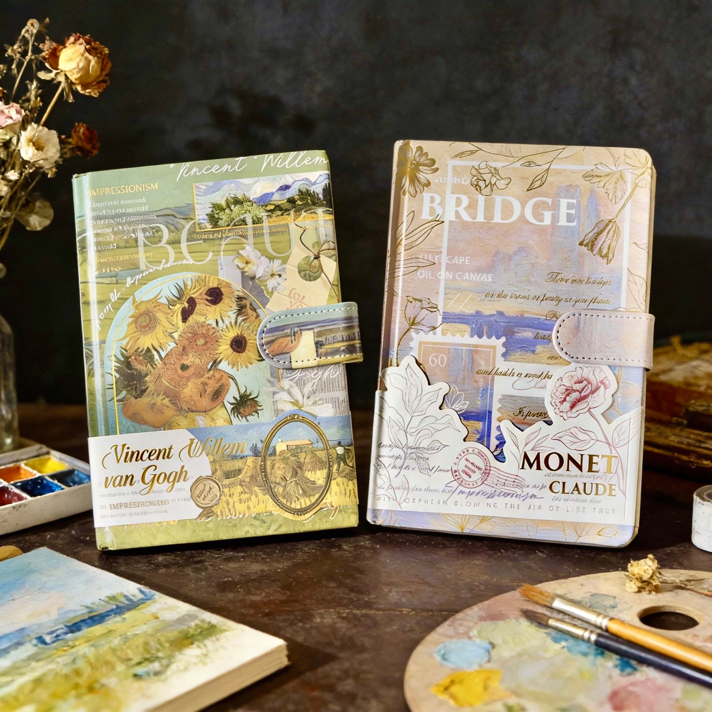 Hardcover | Colorful Sheets Notebook | Van Gogh and Monet Masterpiece Series