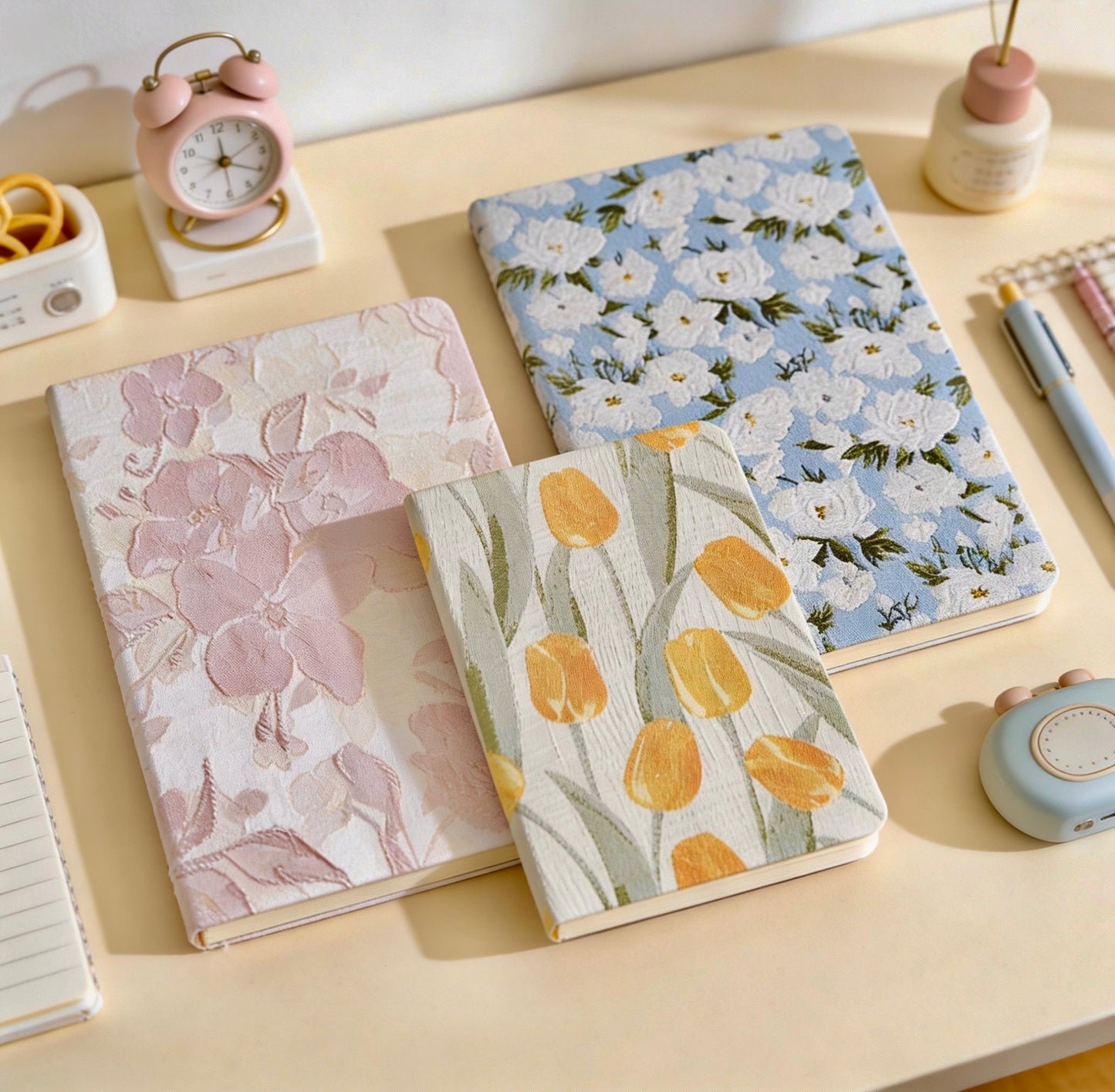 A5/A6 | Fabric Hardcover | Plain Notebook - Japanese-style Floral, Flower Blossom