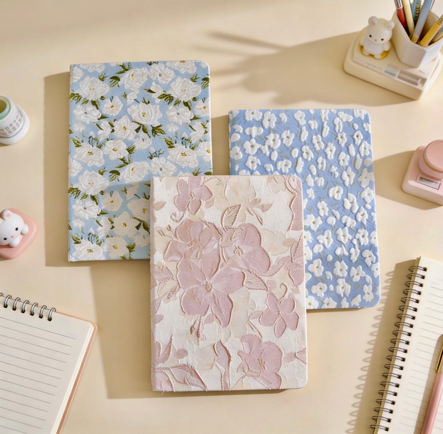 A5/A6 | Fabric Hardcover | Plain Notebook - Japanese-style Floral, Flower Blossom