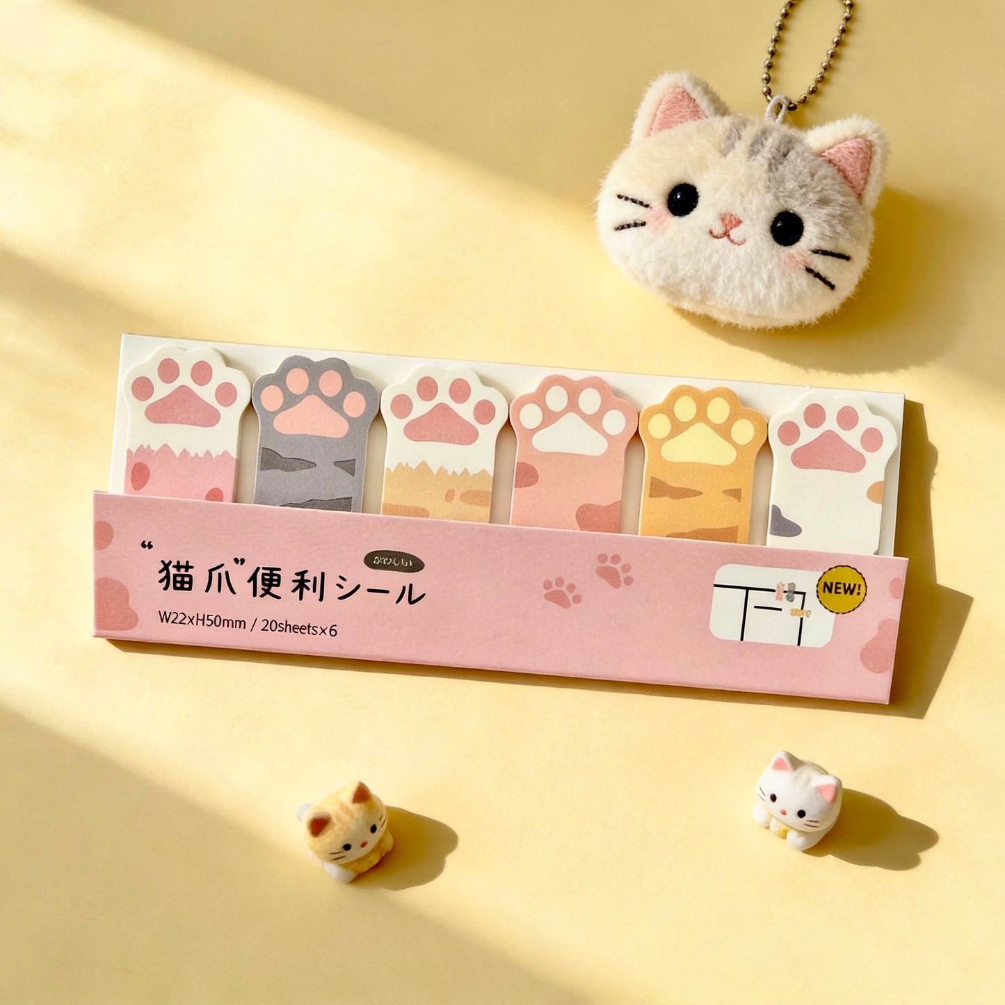 Kitty Paw Index Tabs Sticky Notes Set