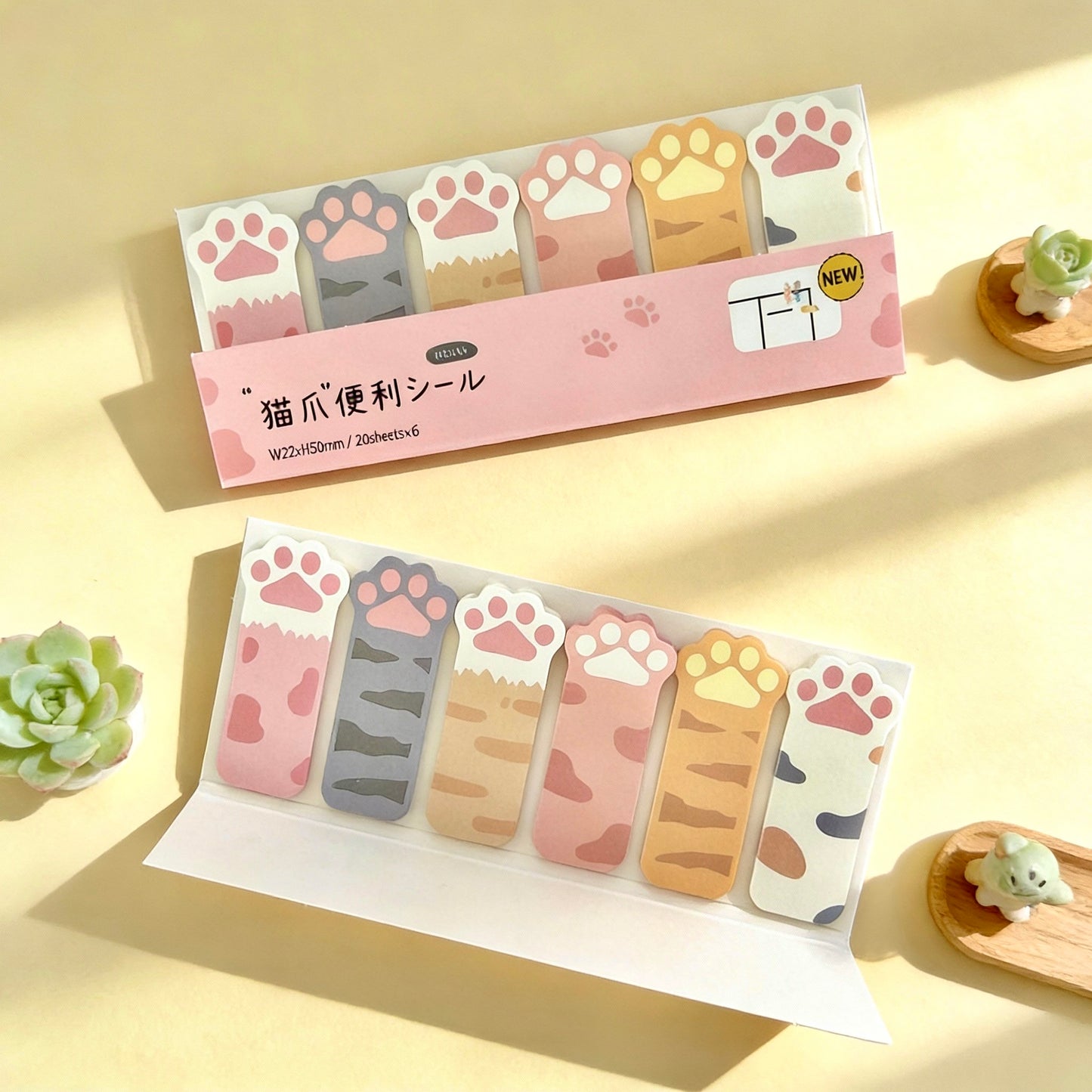 Kitty Paw Index Tabs Sticky Notes Set