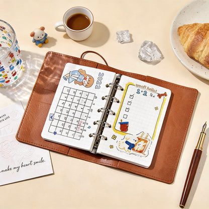 A6 | PU Leather | Subtle Cute Leather Refillable Journal Notebook