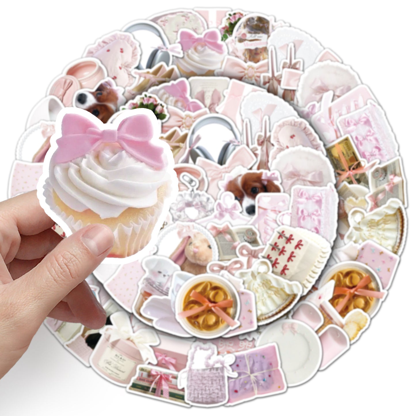 50 Pcs Individual Stickers | Pink Bow Cuties