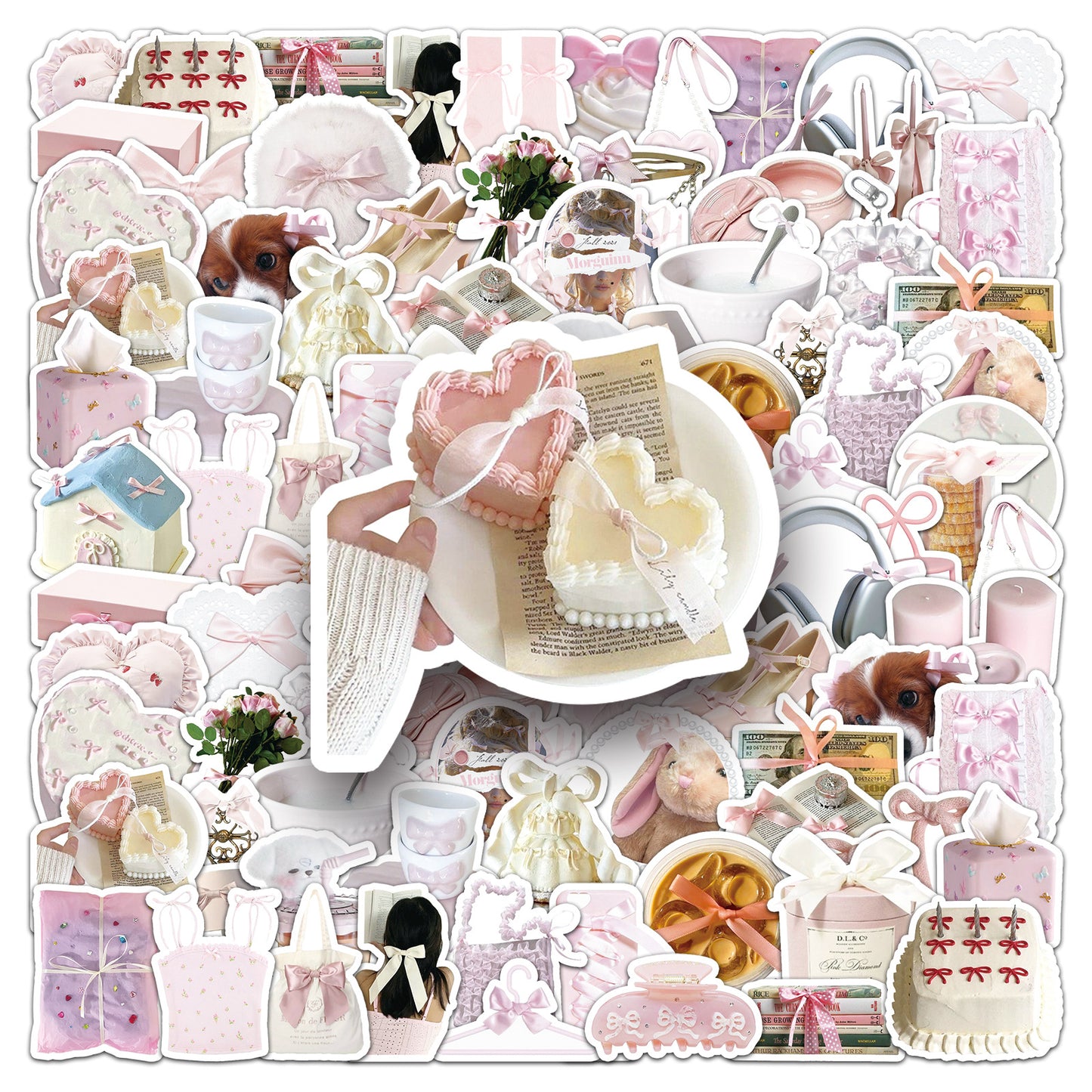 50 Pcs Individual Stickers | Pink Bow Cuties