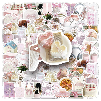 50 Pcs Individual Stickers | Pink Bow Cuties
