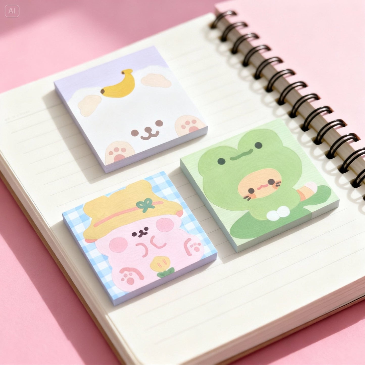 Korean and Japanese Style Cute Animal Oil-Painting Sticky Note Pads