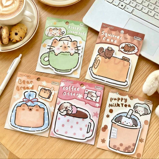 Cute Animal Café Sticky Notes