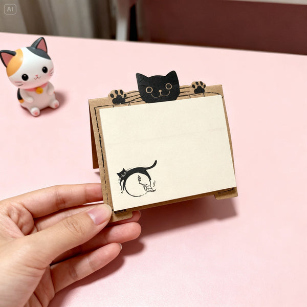 Cute Black Kitty Standing Sticky Notes!