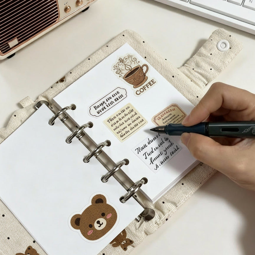 Pocket Size | Fluffy Fabric Cover | Little Bear Refillable Notebook