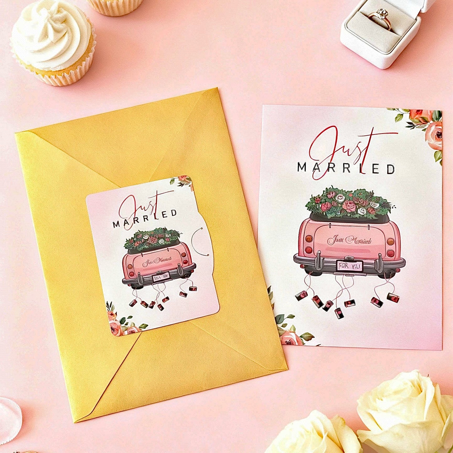 3D Pop-Up Just Married Love Card Wedding Card
