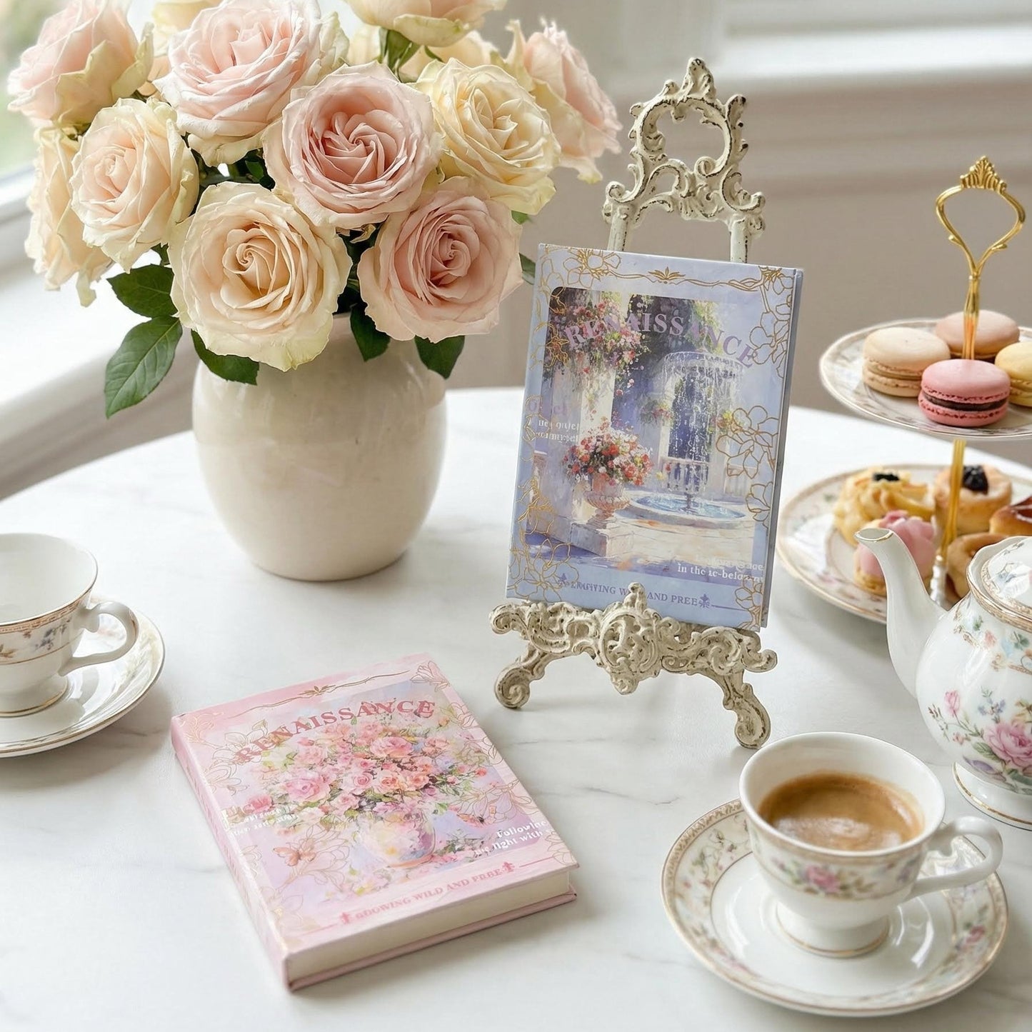 Pocket-Sized Hardcover Mini Notebook | Renaissance Rose Garden Series Mini Journal