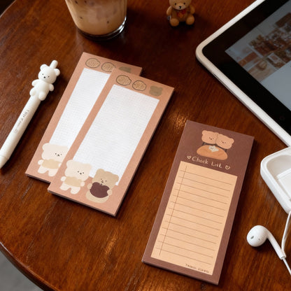 Memo Pad | Korean-style Cookie Bear Tear-off Notepad | Medium