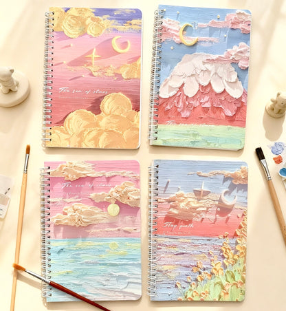 A5 | 60 Sheets | Spiral Lined Notebook – Blush Azure Ocean