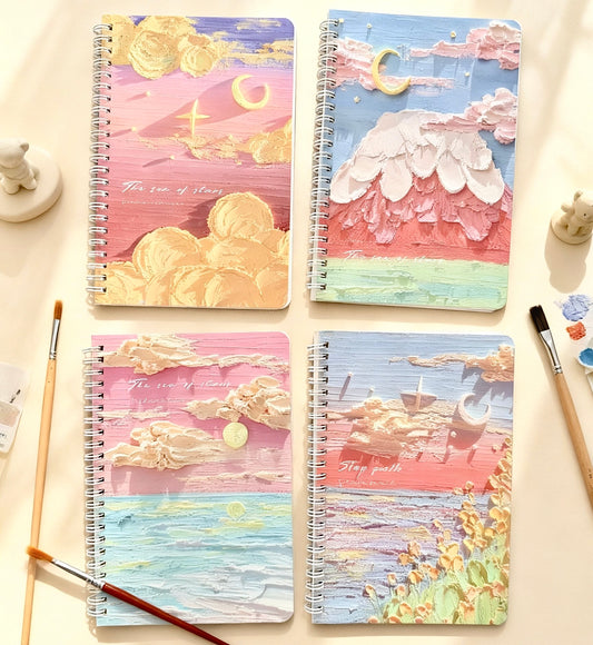 A5 | 60 Sheets | Spiral Lined Notebook – Blush Azure Ocean