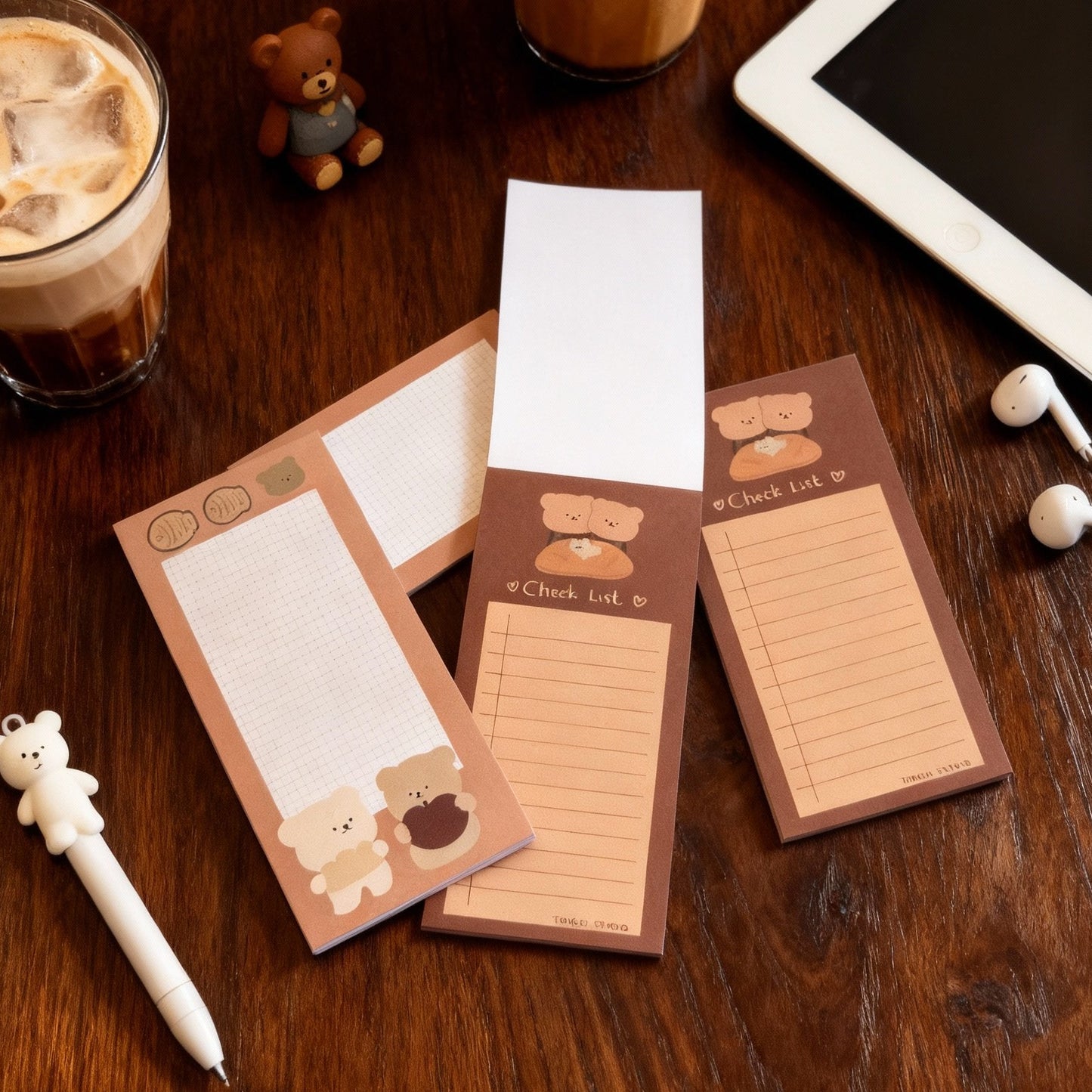 Memo Pad | Korean-style Cookie Bear Tear-off Notepad | Medium