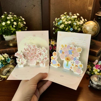 3D Pop-Up Elegant Flower Bouquet Thank You Card Greeting Card
