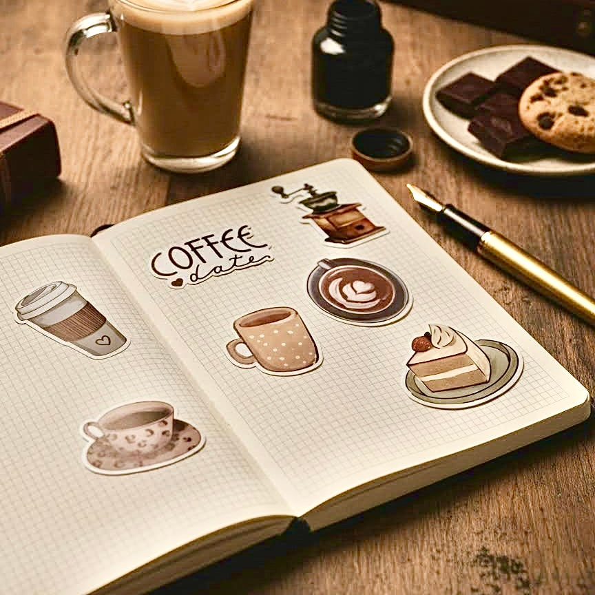 50 Pcs Individual Stickers | Coffee Moments Collection