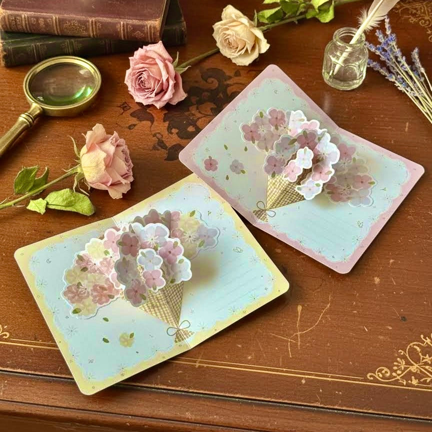 3D Pop-Up Elegant Flower Bouquet Thank You Card Greeting Card
