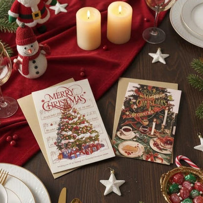 Luxurious Candlelight Small Seasonal Greetings Christmas Cards