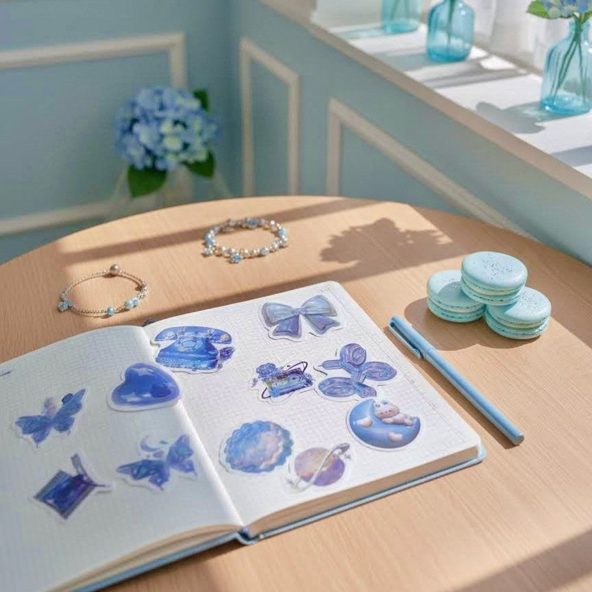 100 Pcs Individual Stickers | Crystal Blue Dream