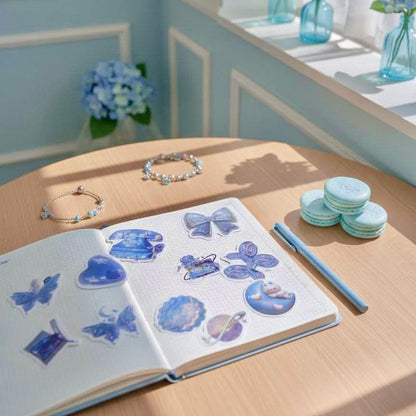 100 Pcs Individual Stickers | Crystal Blue Dream