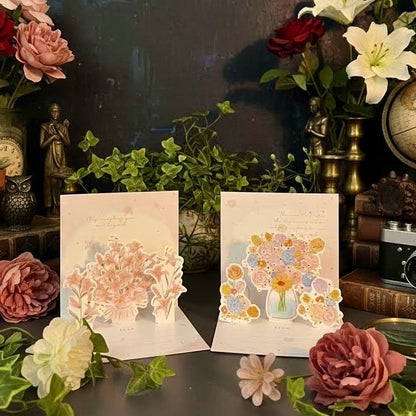 3D Pop-Up Elegant Flower Bouquet Thank You Card Greeting Card